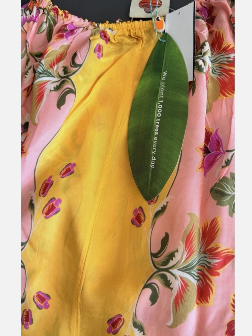 FARM Rio Yellow & Pink Floral Halter Maxi Dress with Waist Cutouts MEDIUM NWT - Picture 7 of 7